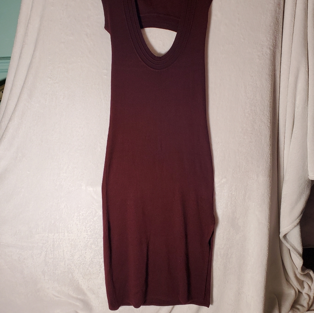 Free People Long Knit Ribbed Fitted Dress